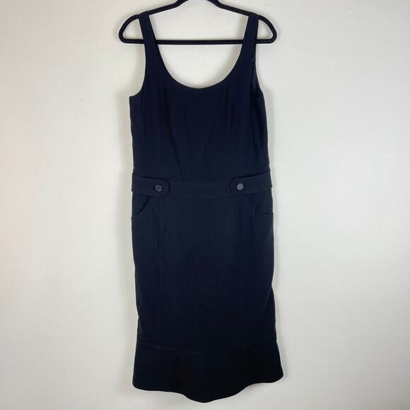 Akris Black Fitted Cocktail Dress Mid Length with Pockets size US 8 - Picture 1 of 8